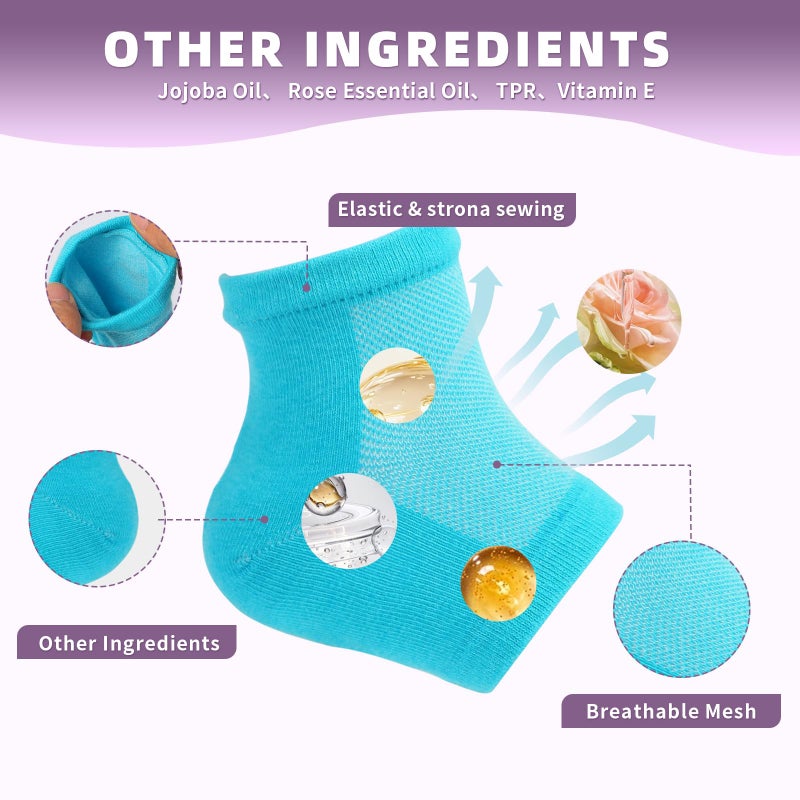 Untrytb 2 Pairs Silicone Socks for Dry Cracked Feet Women  Moisturizing Heel Socks  Gel Toeless Lotion Sock  Moisture Silicon Foot Sock for Cracked Heels Overnight by Untrytb - Image 3